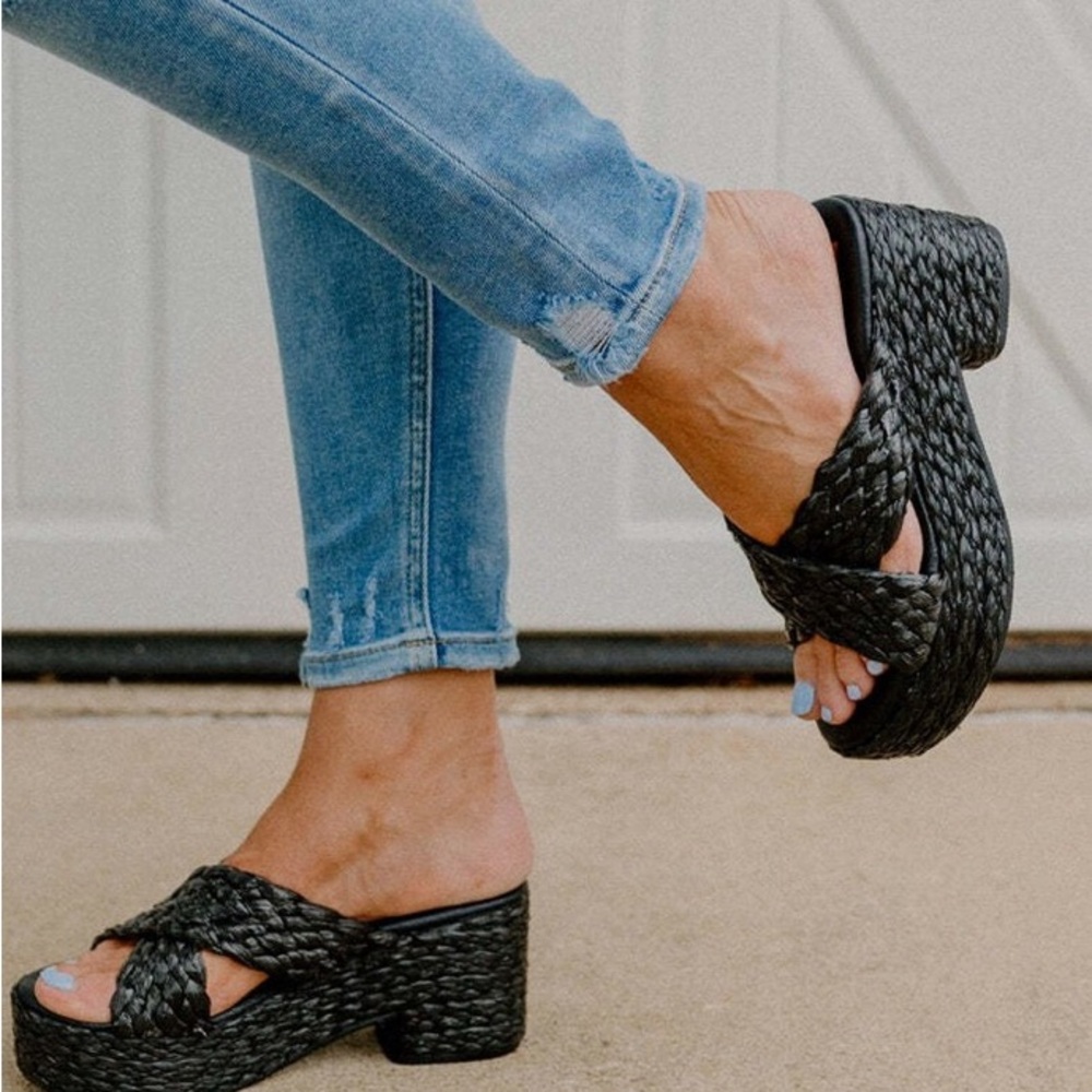 Beach by Matisse Black Woven Sandals WORN ONCE sz 8